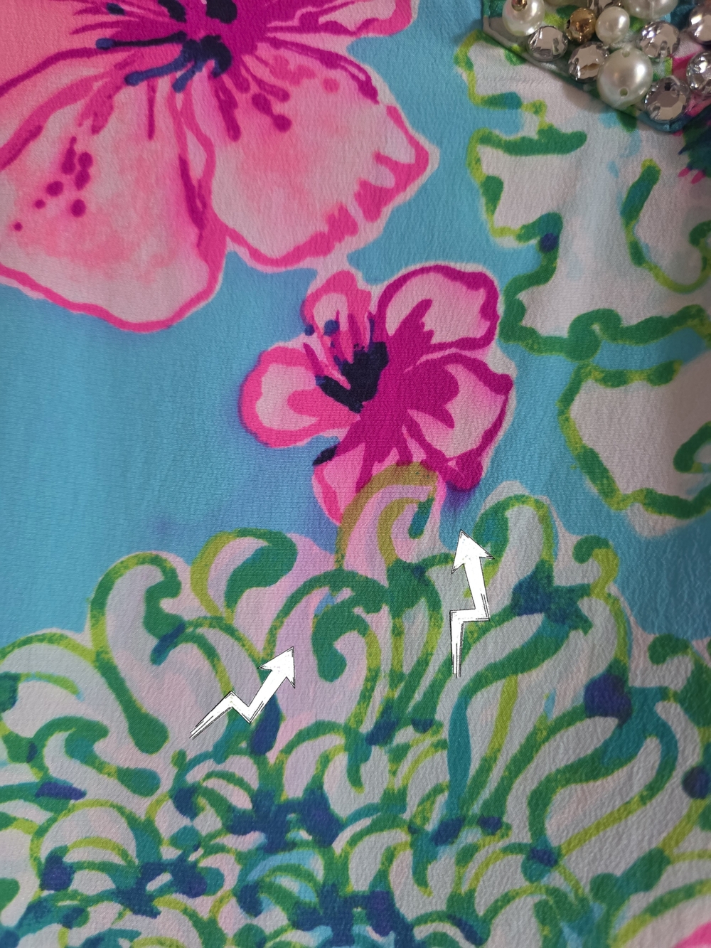 Lilly Pulitzer Elenora Silk Embellished Dress Totally Blossom Size S FLAW - Picture 15 of 16